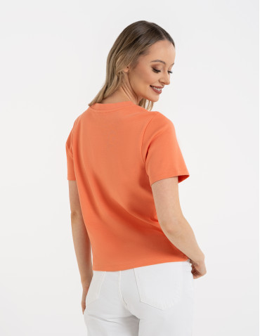 T-shirt damski bawełniany gładki o klasycznym kroju  - produkt 2