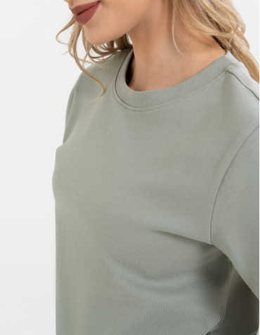 Koszulki z krótkim rękawem - T-shirt damski bawełniany gładki o klasycznym kroju KHAKI - produkt 4