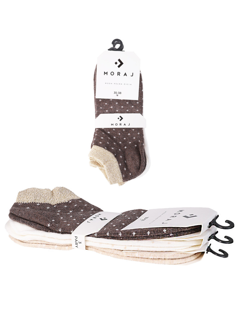 Stopki klasyczne - Skarpetki damskie stopki z błyszczącym ściągaczem 3-pak WIELOKOLOROWY - produkt moraj.pl 5