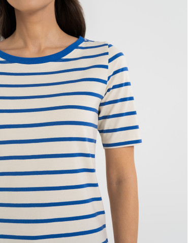 Bluzka damska bawełniana w paski z krótkim rękawem  - produkt 2