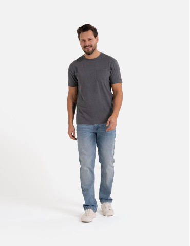 Koszulki z krótkim rękawem - Koszulka męska T-shirt bawełniany z kieszonką SZARY - produkt 8