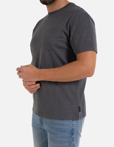 Koszulki z krótkim rękawem - Koszulka męska T-shirt bawełniany z kieszonką SZARY - produkt 5