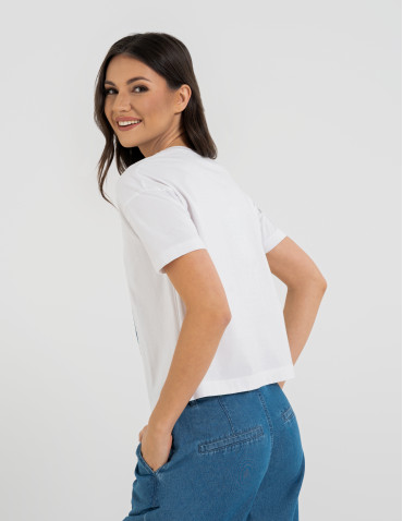 Koszulki z krótkim rękawem - Koszulka damska bawełniana z krótkim rękawem i nadrukiem WZÓR 1 - produkt 4