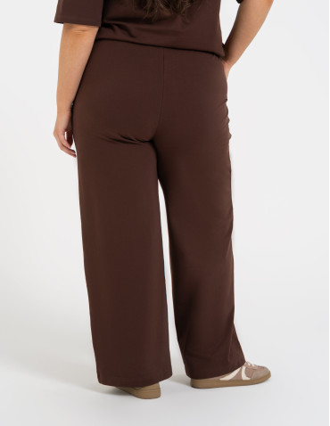 Spodnie dresowe - Spodnie damskie dresowe bawełniane z wysokim stanem BRĄZOWY - produkt 11