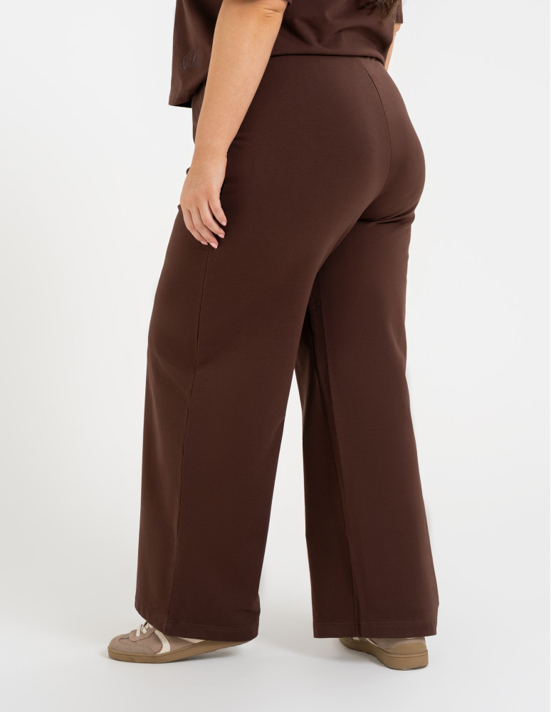 Spodnie dresowe - Spodnie damskie dresowe bawełniane z wysokim stanem BRĄZOWY  - produkt moraj.pl 9