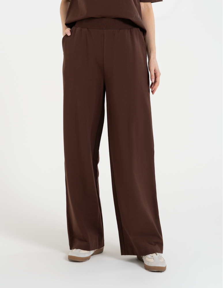 Spodnie dresowe - Spodnie damskie dresowe bawełniane z wysokim stanem BRĄZOWY  - produkt moraj.pl 6