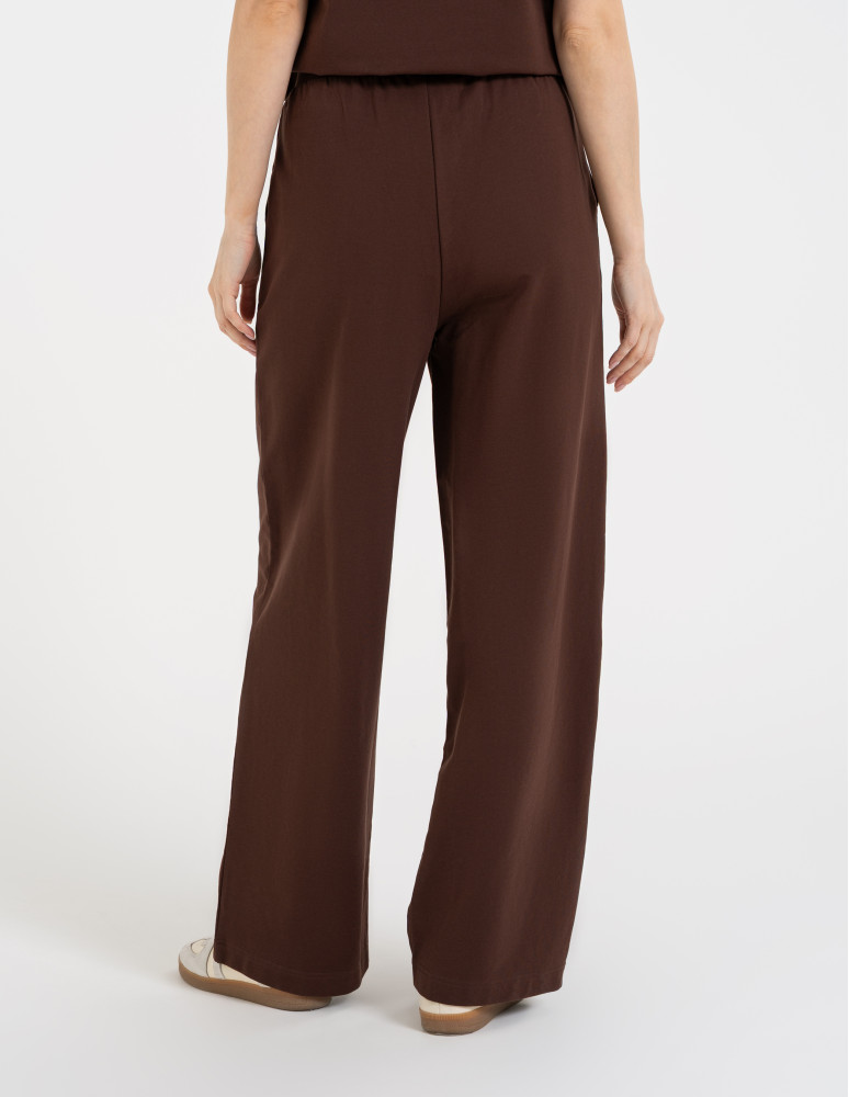 Spodnie dresowe - Spodnie damskie dresowe bawełniane z wysokim stanem BRĄZOWY  - produkt moraj.pl 7