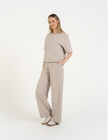 Spodnie dresowe - Spodnie damskie dresowe bawełniane z wysokim stanem SZARY - produkt 9