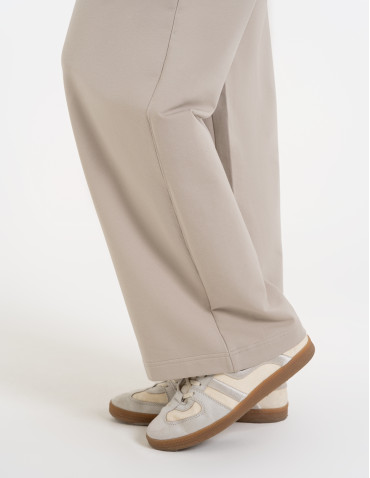 Spodnie dresowe - Spodnie damskie dresowe bawełniane z wysokim stanem SZARY - produkt 3