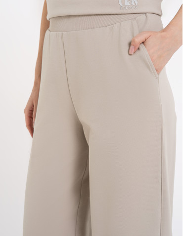 Spodnie damskie dresowe bawełniane z wysokim stanem - SZARY  - produkt 2