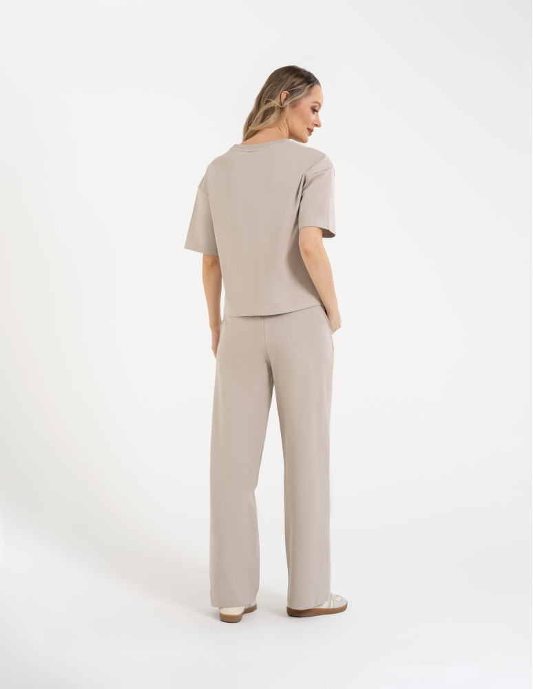 Spodnie dresowe - Spodnie damskie dresowe bawełniane z wysokim stanem SZARY  - produkt moraj.pl 5