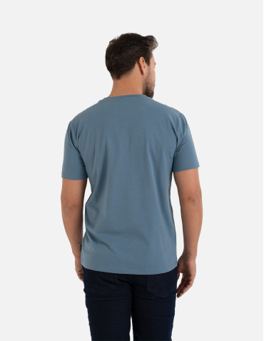 Koszulki z krótkim rękawem - Koszulka męska T-shirt bawełniany z kieszonką NIEBIESKI - produkt 4