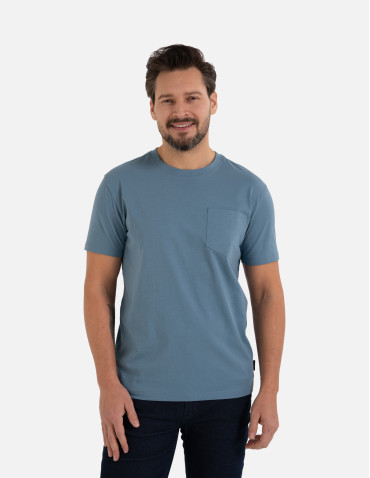 Koszulki z krótkim rękawem - Koszulka męska T-shirt bawełniany z kieszonką NIEBIESKI - produkt 7