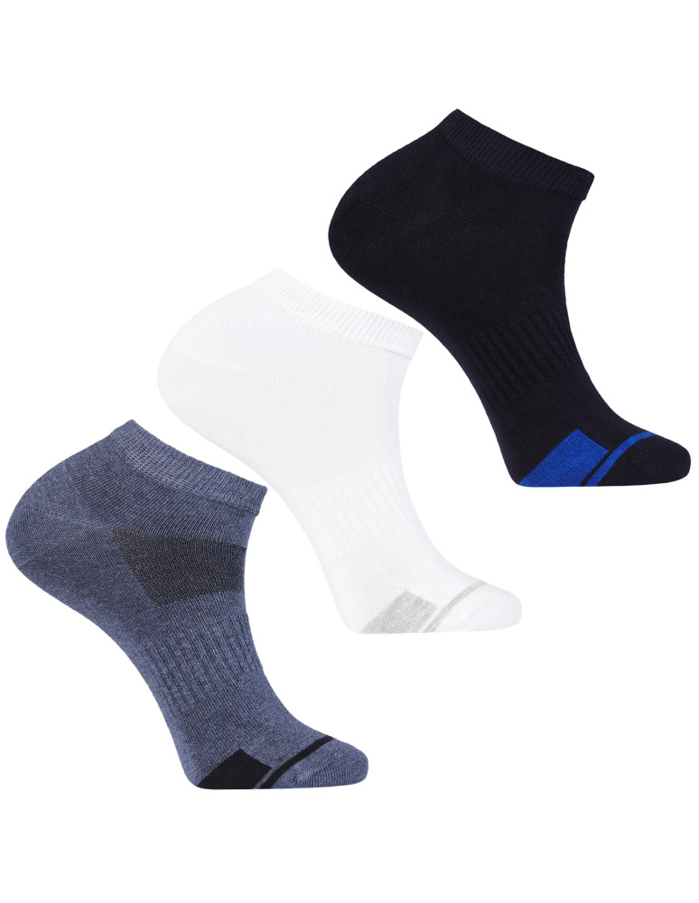 Stopki klasyczne - Skarpety męskie stopki ze ściągaczem bawełniane 3-pak WIELOKOLOROWY - produkt moraj.pl 1