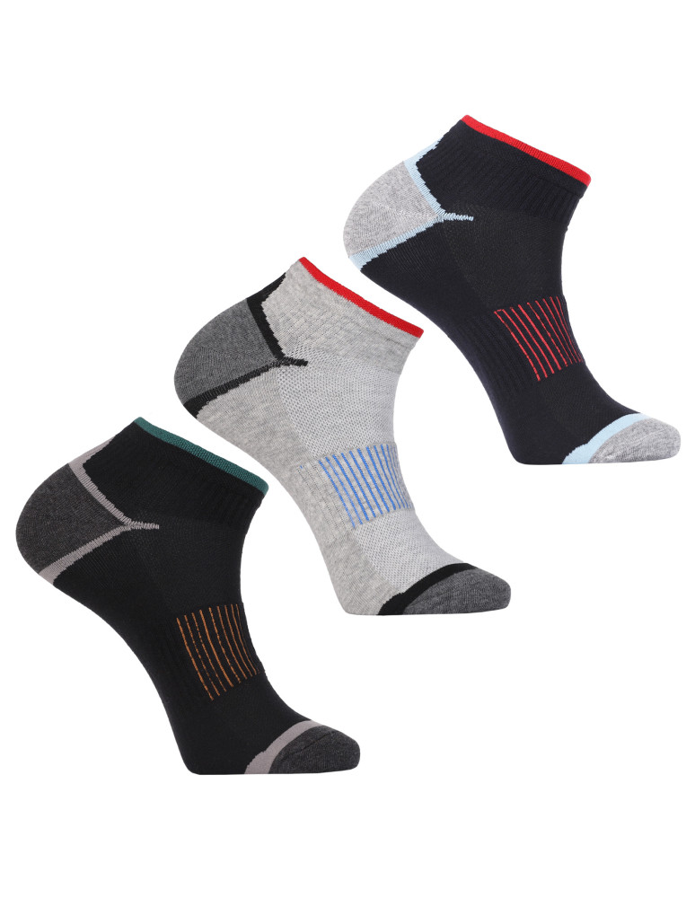 Stopki klasyczne - Skarpety męskie stopki sportowe ze wzmocnieniem i ściągaczem 3-pak WIELOKOLOROWY - produkt moraj.pl 1