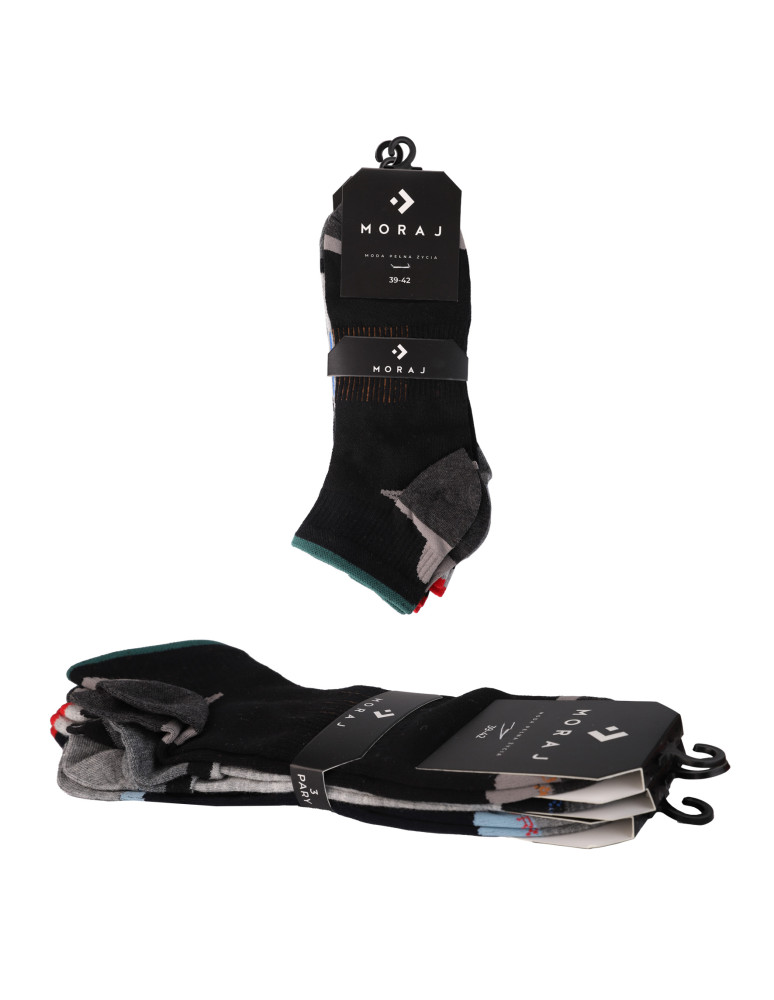 Stopki klasyczne - Skarpety męskie stopki sportowe ze wzmocnieniem i ściągaczem 3-pak WIELOKOLOROWY  - produkt moraj.pl 5