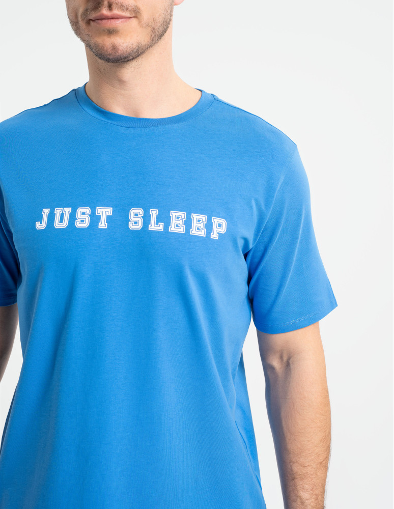 Piżamy z krótkim rękawem - Męska piżama bawełniana z krótkim rękawem zwężone spodnie NIEBIESKI  - produkt moraj.pl 2