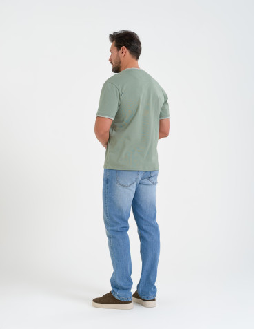 Koszulki z krótkim rękawem - Męska koszulka z krótkim rękawem z dekoltem V ZIELONY - produkt 8