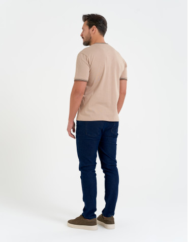 Koszulki z krótkim rękawem - Męska koszulka z krótkim rękawem z dekoltem V JASNY BRĄZOWY - produkt 6