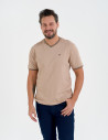 Męska koszulka z krótkim rękawem z dekoltem V JASNY BRĄZOWY