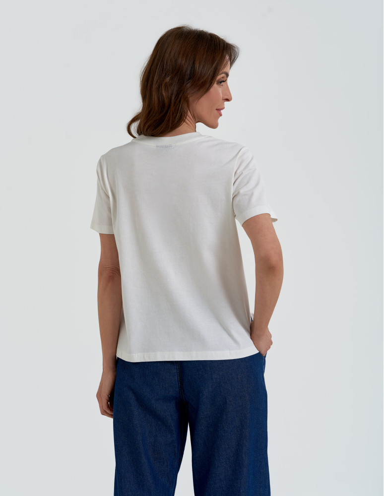 Koszulki z krótkim rękawem - Koszulka damska z krótkim rękawem o kroju boxy BIAŁY  - produkt moraj.pl 2