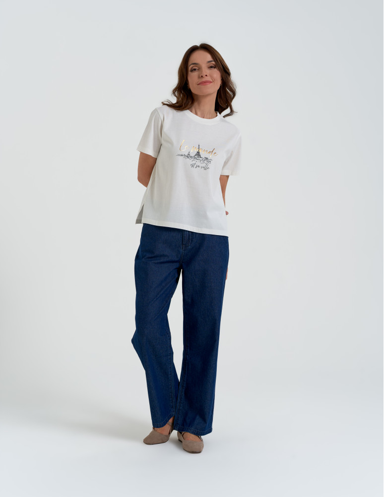 Koszulki z krótkim rękawem - Koszulka damska z krótkim rękawem o kroju boxy BIAŁY  - produkt moraj.pl 7