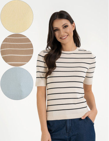 Sweter damski z krótkim rękawem z wiskozą