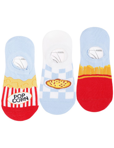 Skarpetki niskie stopki damskie pizza, frytki, popcorn 3-pak