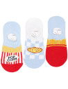 Skarpetki niskie stopki damskie pizza, frytki, popcorn 3-pak WIELOKOLOROWY
