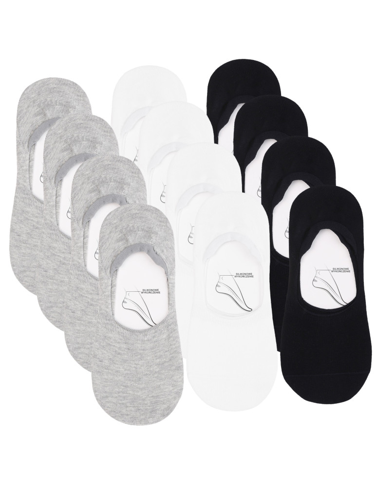 Skarpety damskie - Skarpety niskie stopki unisex basic bez wzoru 12-pak WIELOKOLOROWY - produkt moraj.pl 1