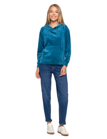 Damska welurowa bluza z kapturem