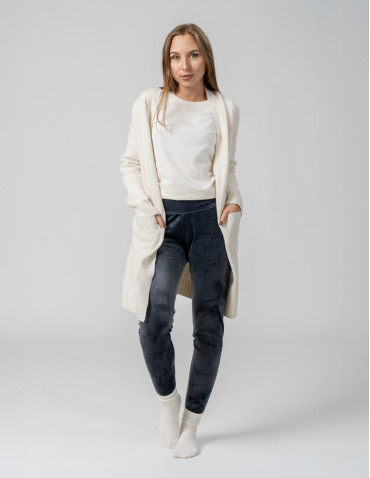 Legginsy damskie - Legginsy damskie welurowe z wysokim stanem SZARY - produkt 6