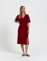 Sukienka damska wiskozowa midi z krótki rękawem CZERWONY