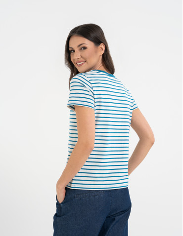 Koszulki z krótkim rękawem - T-shirt damski bawełniany w paski WZÓR 2 - produkt 4