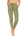 Spodnie damskie joggery elastyczne z wiązaniem KHAKI