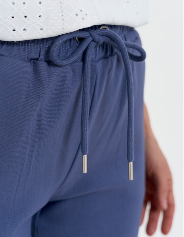 Spodnie damskie - Spodnie damskie joggery elastyczne z wiązaniem NIEBIESKI - produkt 3