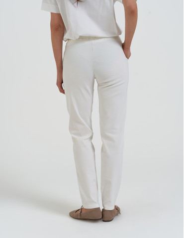 Spodnie damskie - Spodnie damskie joggery elastyczne z wiązaniem BIAŁY - produkt 4