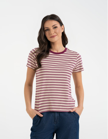 Koszulki z krótkim rękawem - T-shirt damski bawełniany w paski WZÓR 1 - produkt 1