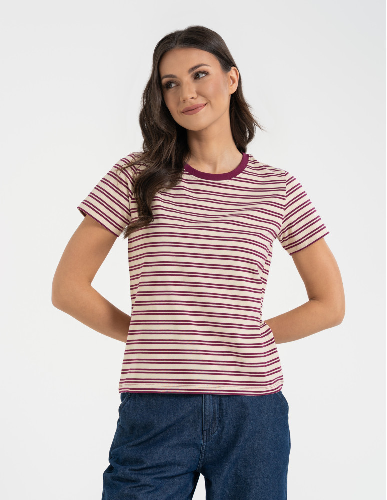 Koszulki z krótkim rękawem - T-shirt damski bawełniany w paski WZÓR 1  - produkt moraj.pl 5