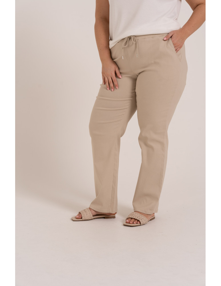 Spodnie damskie - Damskie spodnie z prostą nogawką z wiskozy KREMOWY  - produkt moraj.pl 5