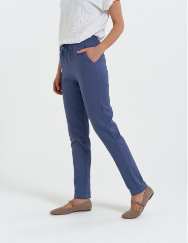 Spodnie damskie - Spodnie damskie joggery elastyczne z wiązaniem NIEBIESKI - produkt 7