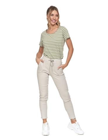 Spodnie damskie - Spodnie damskie joggery elastyczne z wiązaniem SZARY - produkt 2