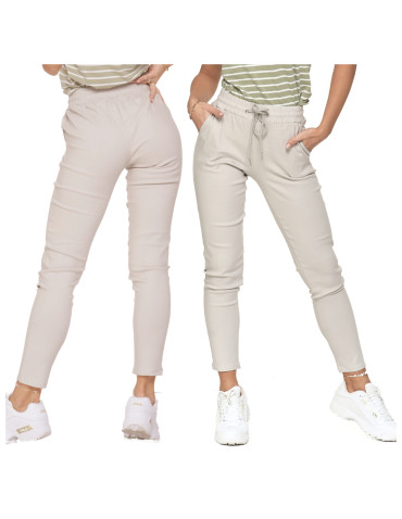 Spodnie damskie - Spodnie damskie joggery elastyczne z wiązaniem SZARY - produkt 5