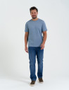 Koszulka męska basic o melanżowym wykończeniu NIEBIESKI