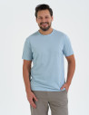 Koszulka męska basic o melanżowym wykończeniu JASNY NIEBIESKI 