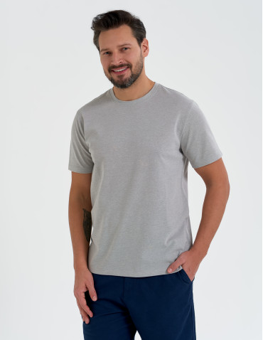 Koszulka męska basic o melanżowym wykończeniu - SZARY