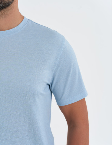 Koszulka męska basic o melanżowym wykończeniu - JASNY NIEBIESKI  - produkt 2