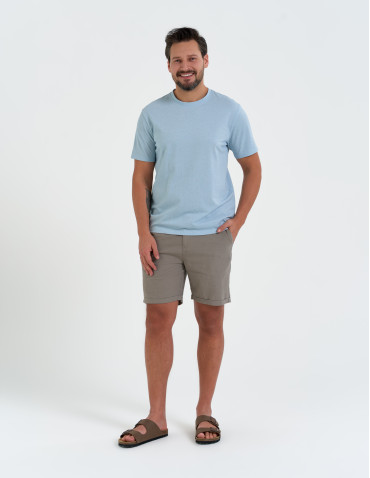 Koszulki z krótkim rękawem - Koszulka męska basic o melanżowym wykończeniu JASNY NIEBIESKI  - produkt 5