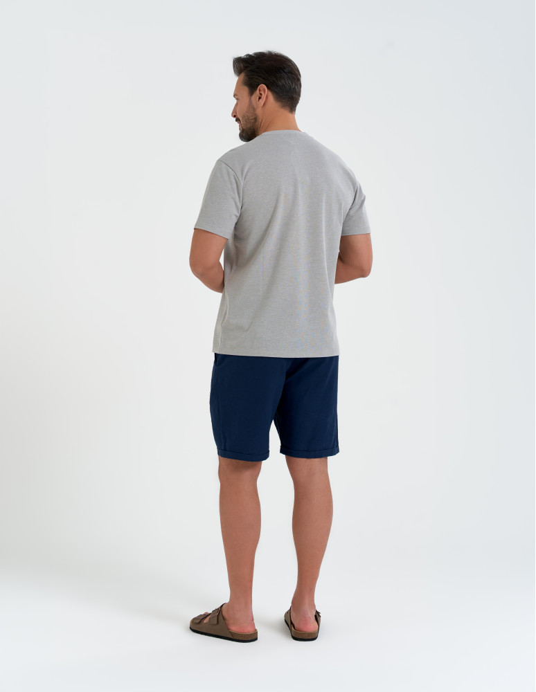 Koszulki z krótkim rękawem - Koszulka męska basic o melanżowym wykończeniu SZARY  - produkt moraj.pl 6