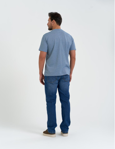 Koszulki z krótkim rękawem - Koszulka męska basic o melanżowym wykończeniu NIEBIESKI - produkt 7